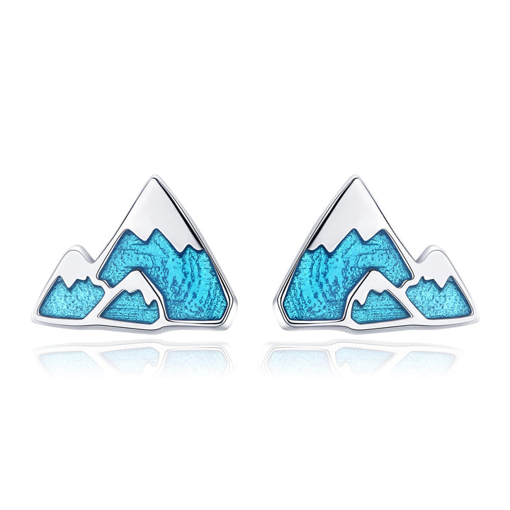 S925 Sterling Silver Earrings 0.7*0.9cm with Plated Platinum and Enamel