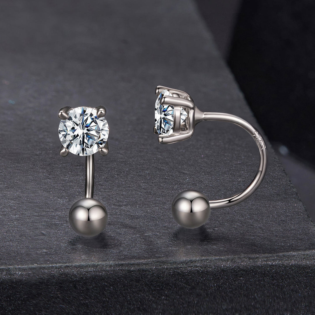 925 Sterling Silver Moissanite 0.1ct Earrings 1.3cm for Women