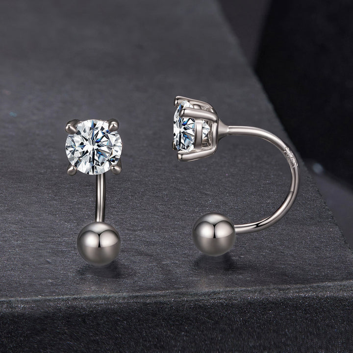 925 Sterling Silver Moissanite 0.1ct Earrings 1.3cm for Women