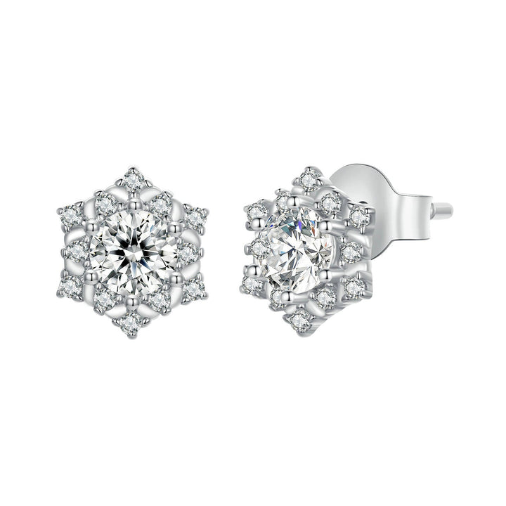 925 Sterling Silver Pavé Setting CZ Platinum Plated Earrings