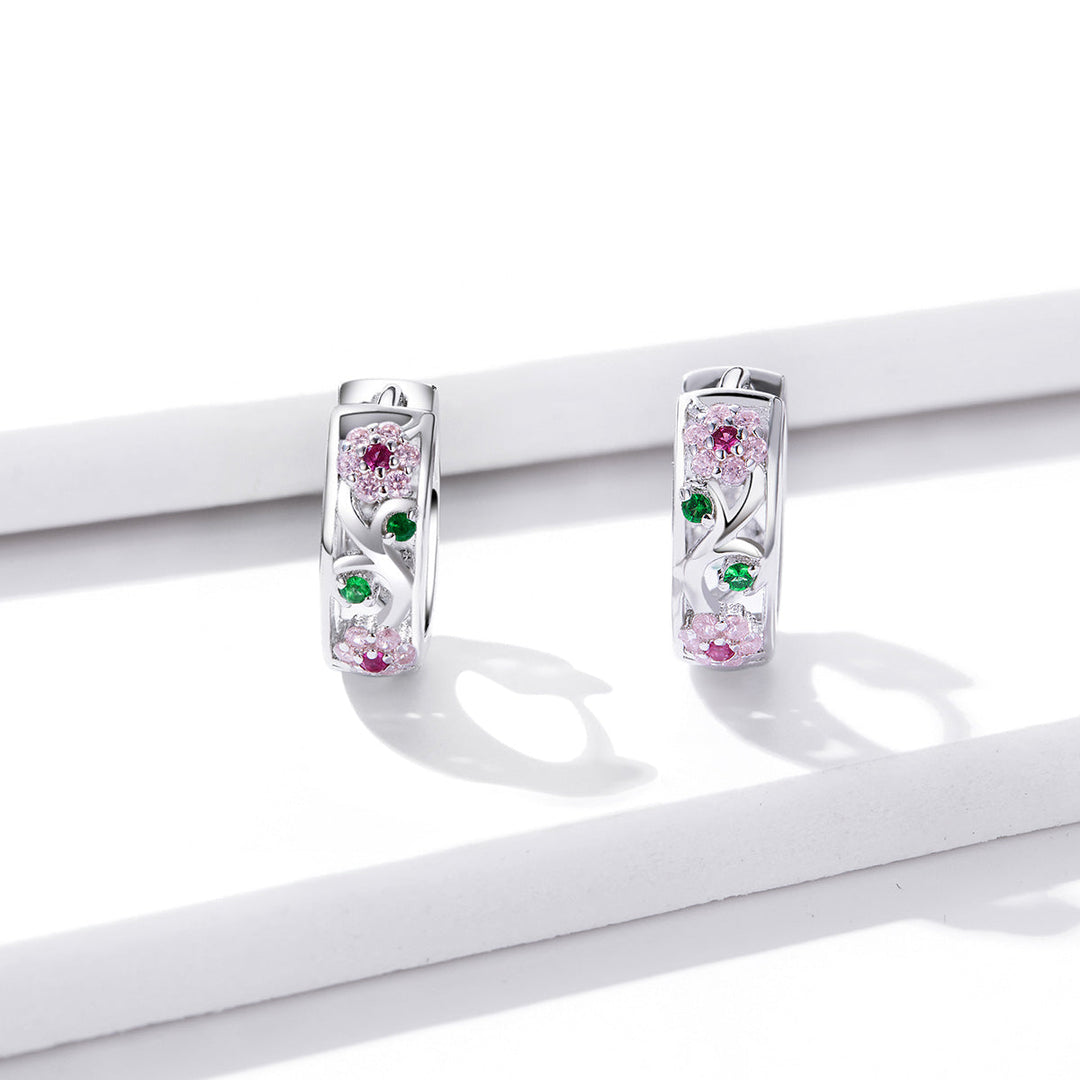 925 Sterling Silver Earrings with Pavé Setting CZ, 1.2*0.5cm, for Women