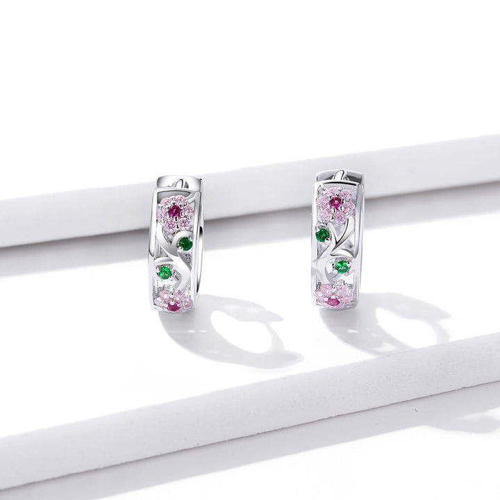 925 Sterling Silver Earrings with Pavé Setting CZ, 1.2*0.5cm, for Women