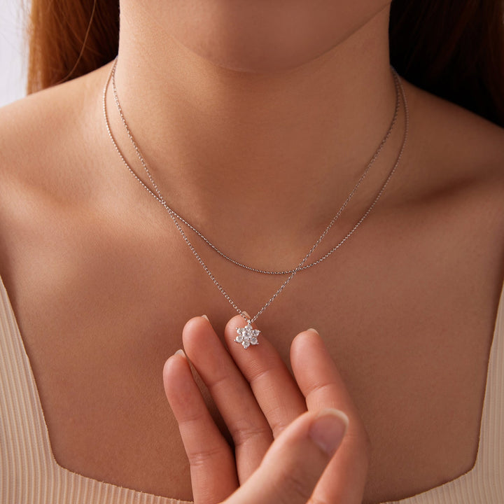 925 Sterling Silver 0.06 Carat &amp; 0.20 Carat Moissanite Necklace with White Gold Plating for Women