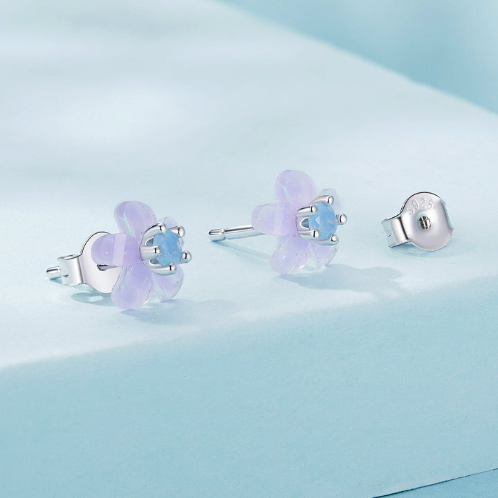 925 Sterling Silver Opal 8mm Earrings for Women