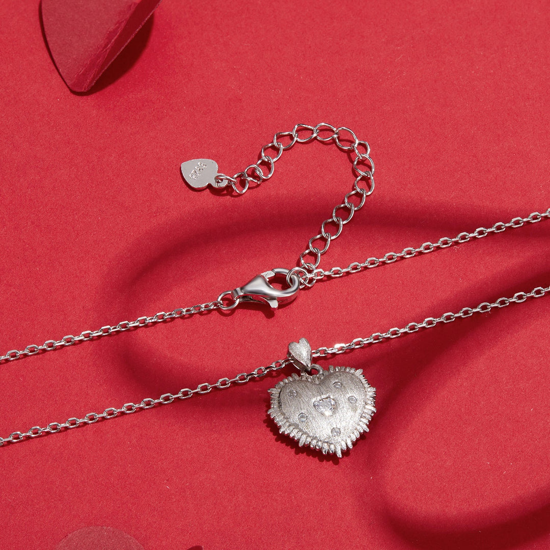 925 Sterling Silver White Gold Plated Necklace with CZ Pendant for Women
