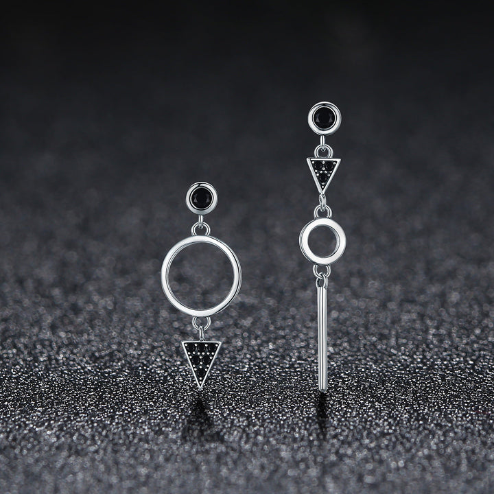 925 Sterling Silver Oxidized Pavé Setting CZ Earrings
