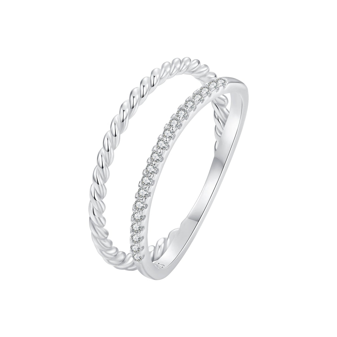 925 Sterling Silver Ring 6.0 Size with Pavé Setting CZ
