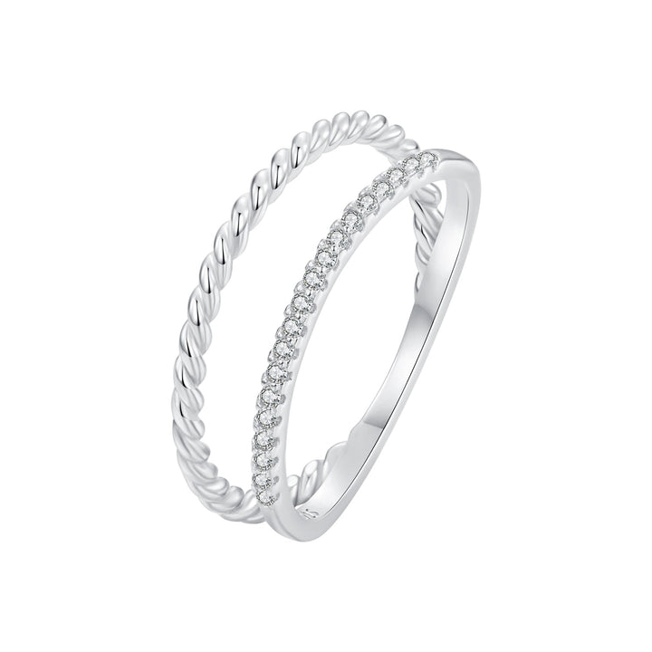 925 Sterling Silver Ring 6.0 Size with Pavé Setting CZ