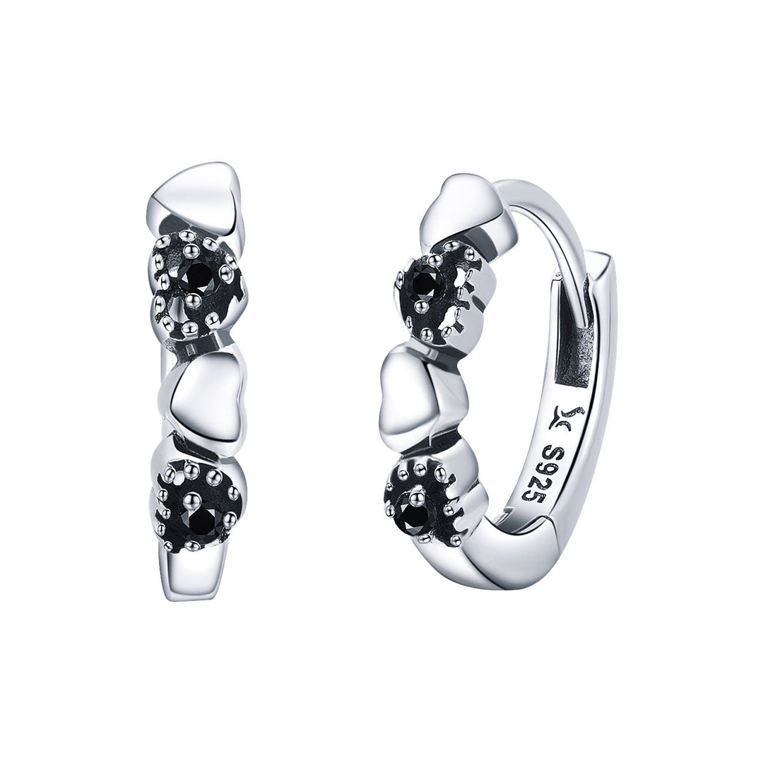 925 Sterling Silver Earrings with Pavé Setting CZ, 1.1*0.3cm