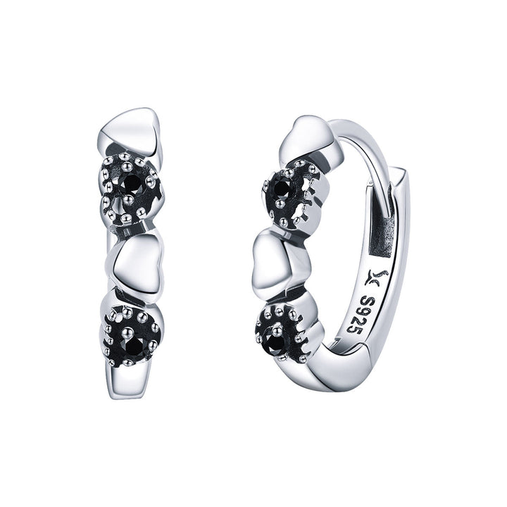 925 Sterling Silver Earrings with Pavé Setting CZ, 1.1*0.3cm