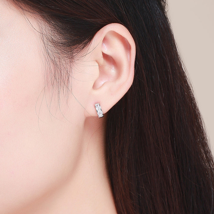 925 Sterling Silver Plated Platinum Pavé Setting CZ Earrings