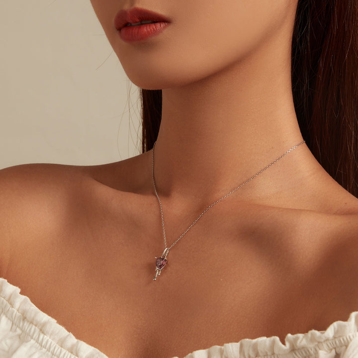 925 Sterling Silver Adjustable Necklace with Pavé Setting CZ &amp; Pendant for Women