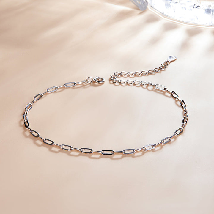 925 Sterling Silver &amp; Plated Platinum Bracelet - 17+5cm Length