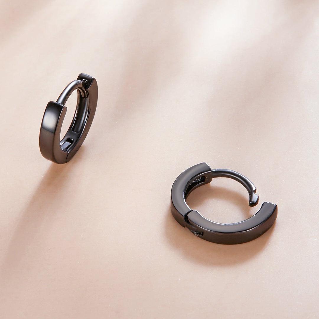 925 Sterling Silver &amp; Plated Black Gold Earrings