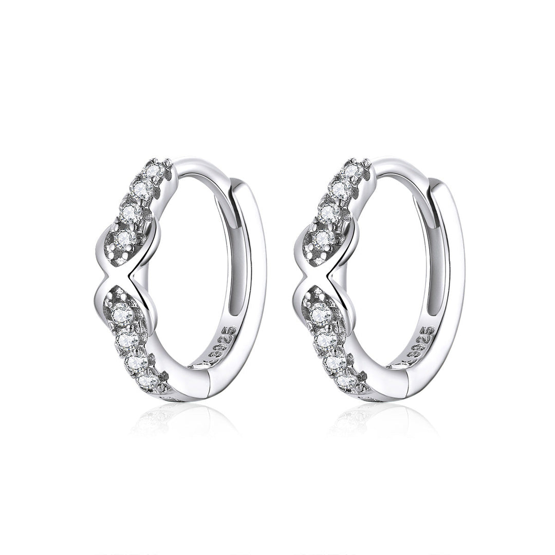 925 Sterling Silver Plated Platinum CZ Pavé Earrings for Women