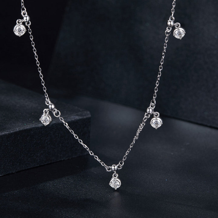 925 Sterling Silver 3mm Moissanite Necklace for Women