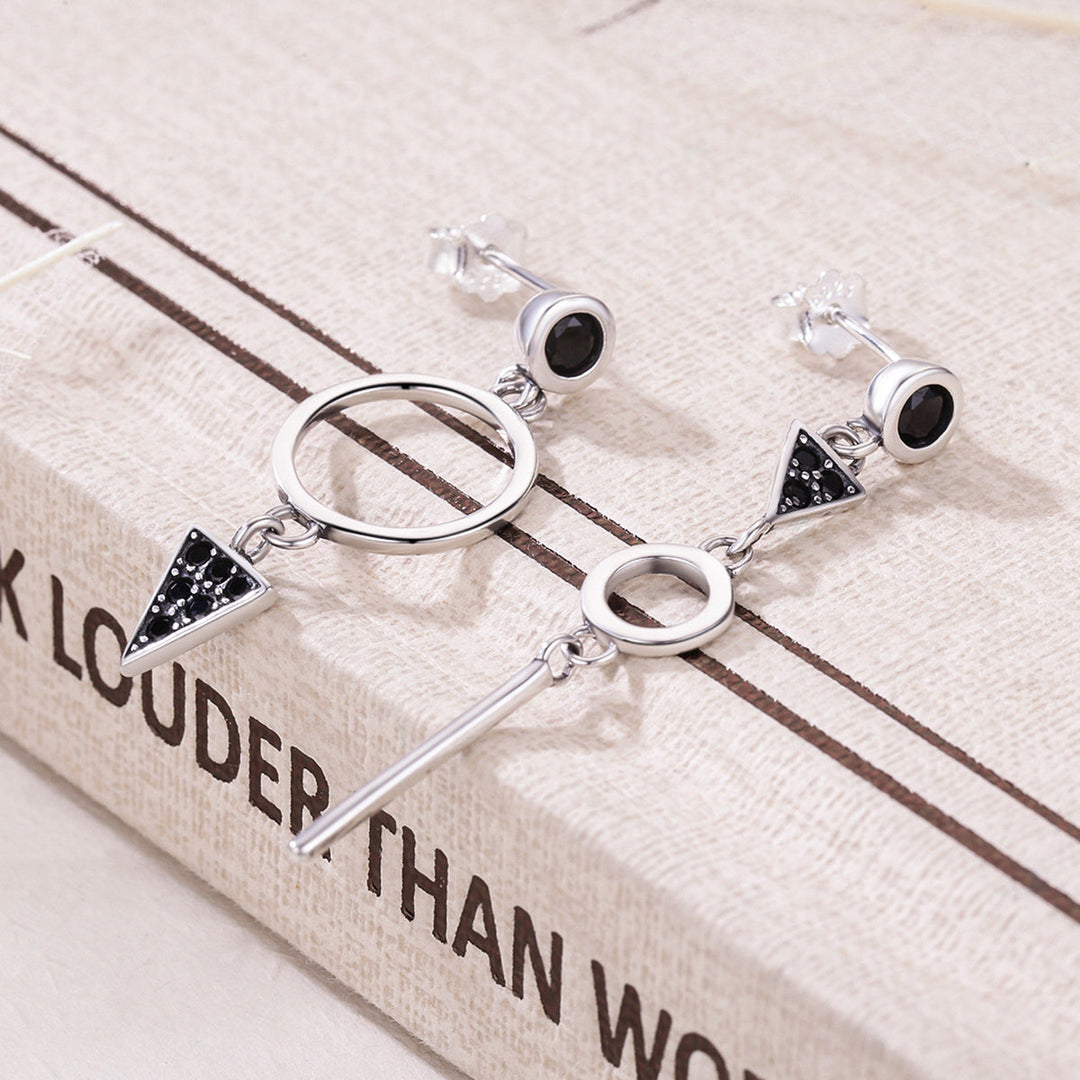 925 Sterling Silver Oxidized Pavé Setting CZ Earrings