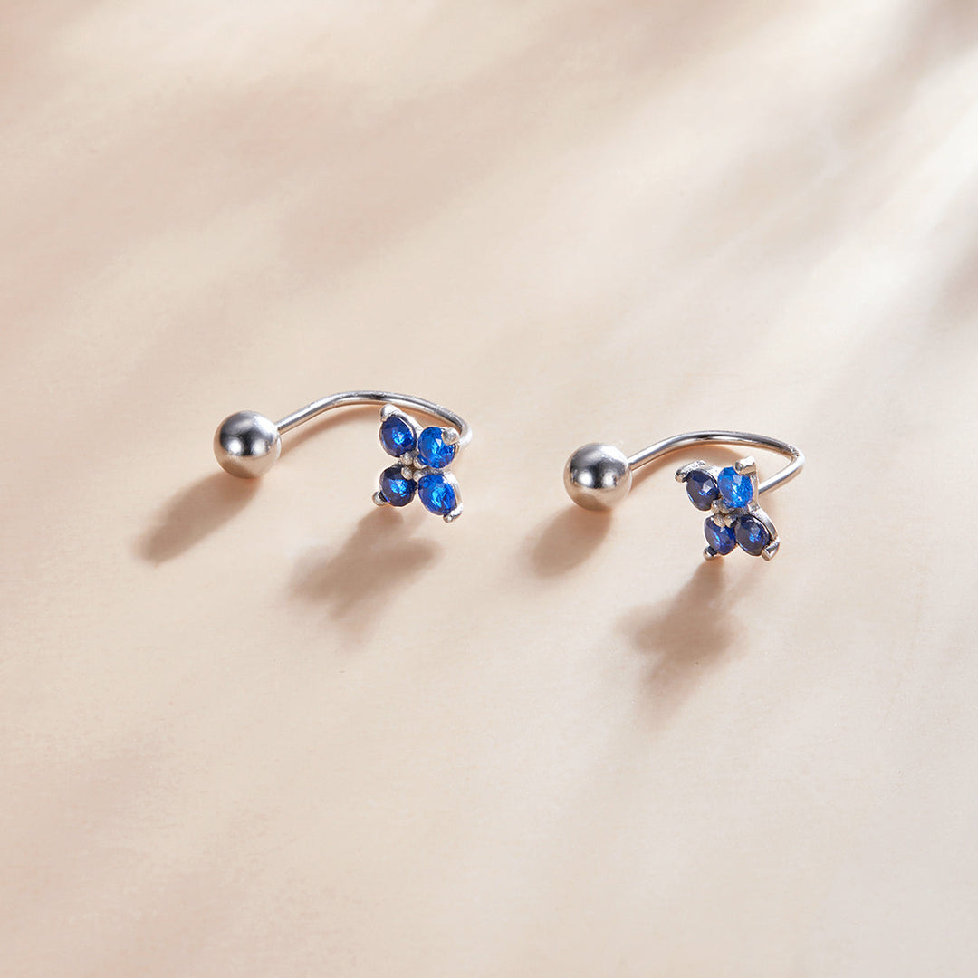 925 Sterling Silver Earrings with Pavé CZ &amp; Platinum Plating for Women