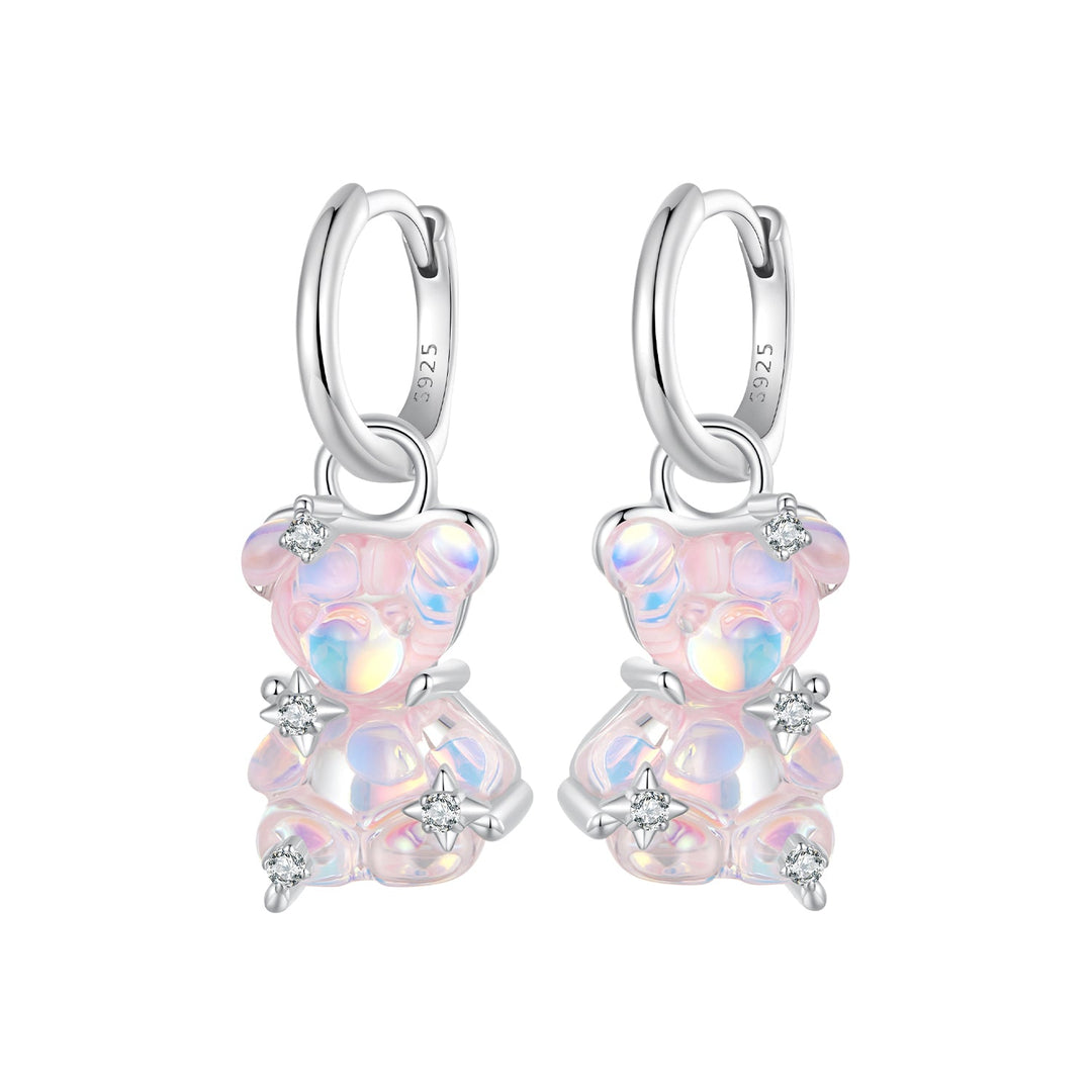 925 Sterling Silver Earrings with Pavé Setting CZ and Resin - 2.8 x 1.1 cm - Women&