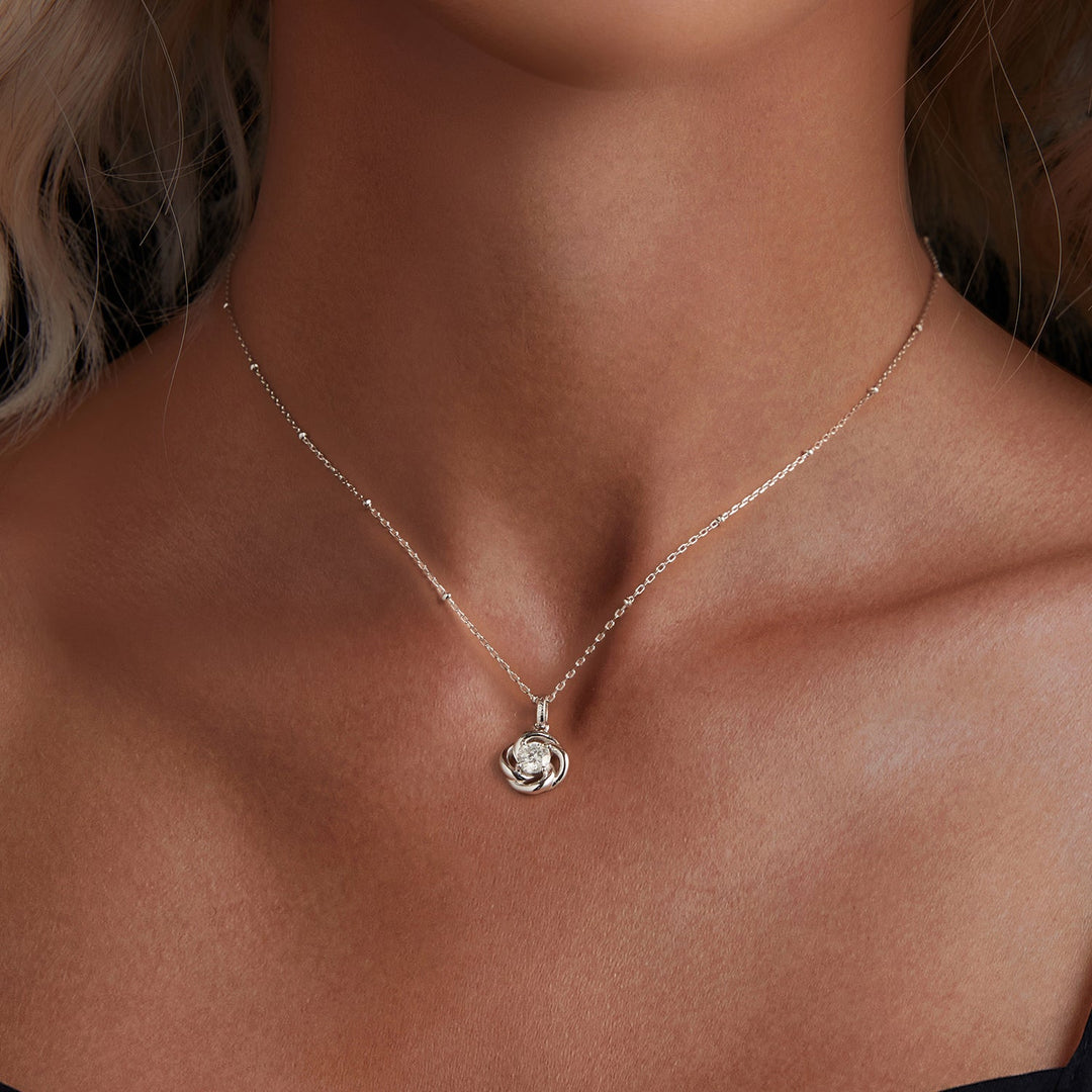 925 Sterling Silver 0.5 Carat Moissanite Necklace with White Gold Plating for Women