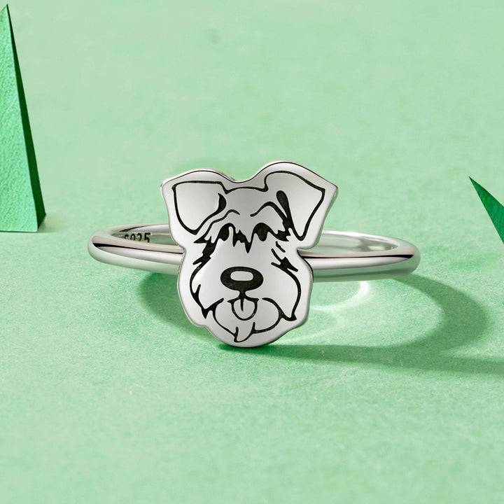925 Sterling Silver Oxidized Silver Dog Ring for Women