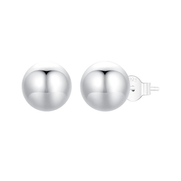 925 Sterling Silver Plated White Gold Earrings - 10mm for Women