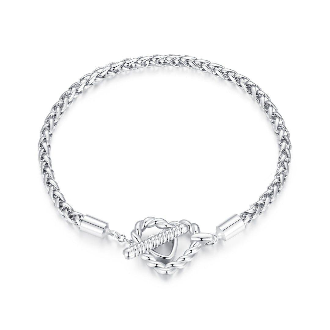 925 Sterling Silver 3.0mm Plated Platinum Bracelet Size 17.0 for Women