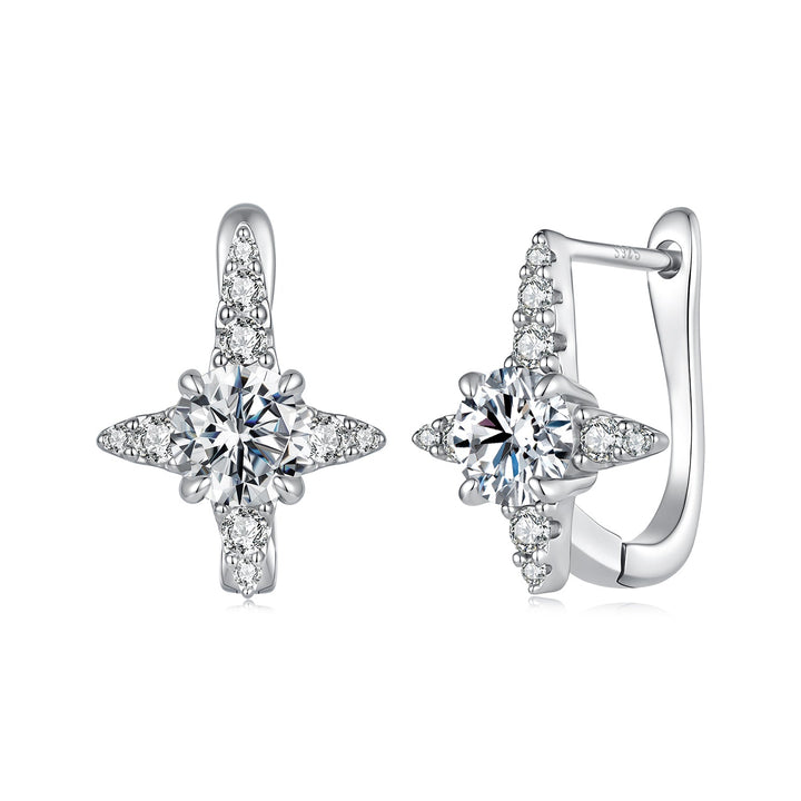 925 Sterling Silver White Gold Plated 0.50 Carat Moissanite Pavé CZ 1.3cm Earrings for Women