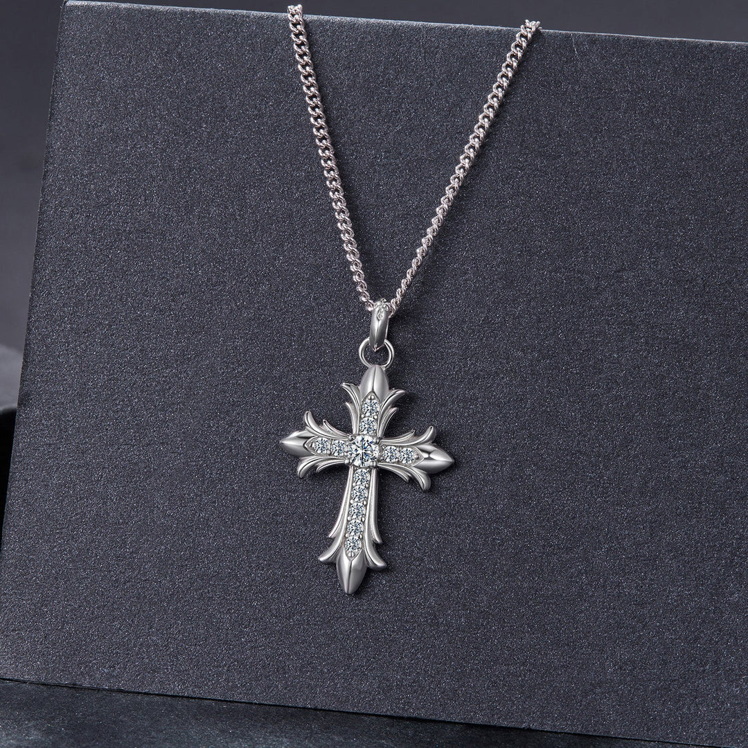 925 Sterling Silver Plated White Gold Moissanite Necklace 40+5cm for Women