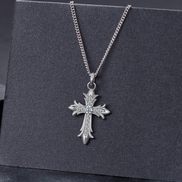 925 Sterling Silver Plated White Gold Moissanite Necklace 40+5cm for Women