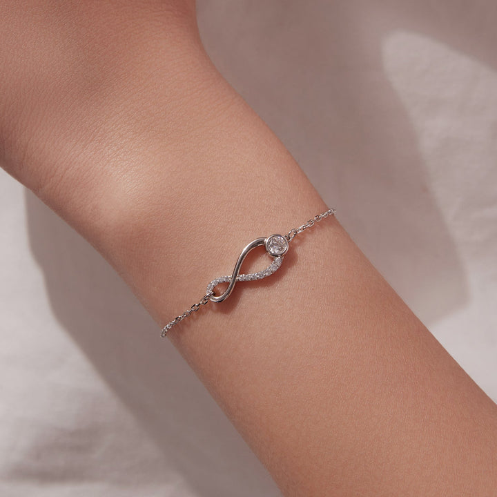 925 Sterling Silver Moissanite Pavé Bracelet for Women - 21cm, White Gold Plated, CZ