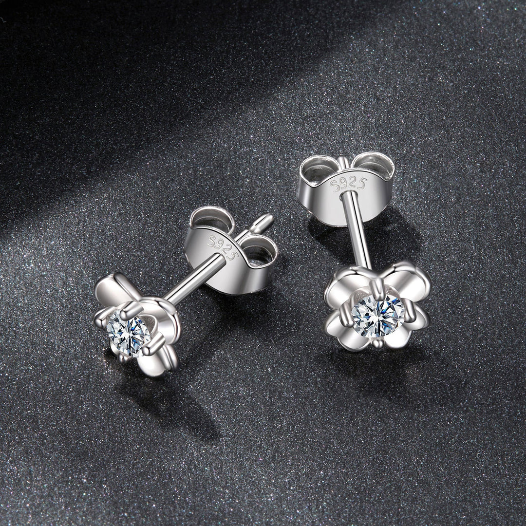 925 Sterling Silver Moissanite Earrings 0.6cm for Women