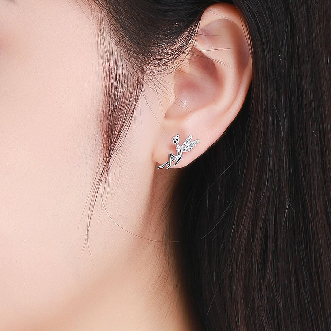925 Sterling Silver Stud Earrings with CZ, 1.2 x 1.5cm &amp; 1.5 x 0.9cm, Women