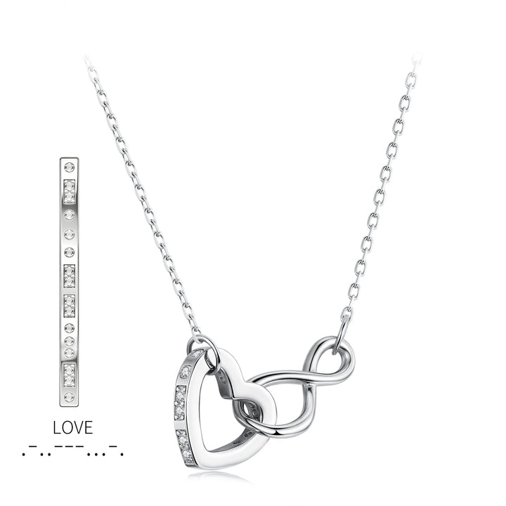 925 Sterling Silver Necklace with Pavé Setting CZ, 40+5cm, Plated White Gold, Women