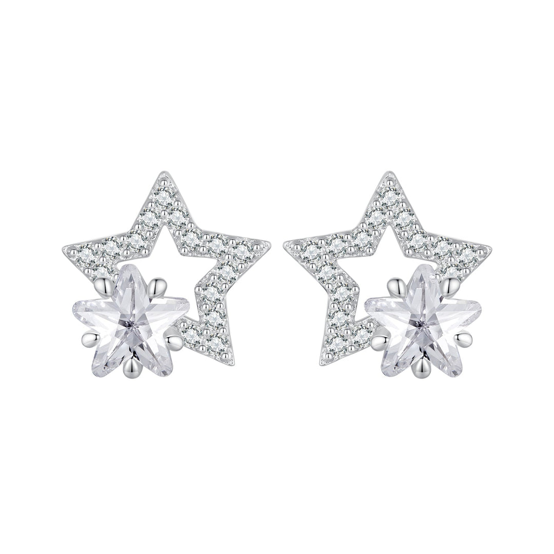 925 Sterling Silver Earrings 9x9mm with Pavé Setting CZ for Women