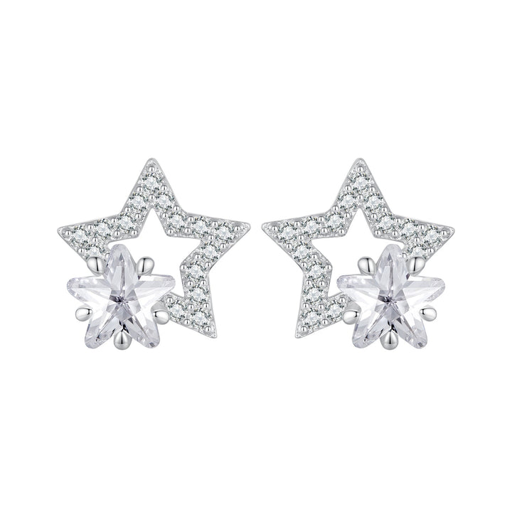 925 Sterling Silver Earrings 9x9mm with Pavé Setting CZ for Women