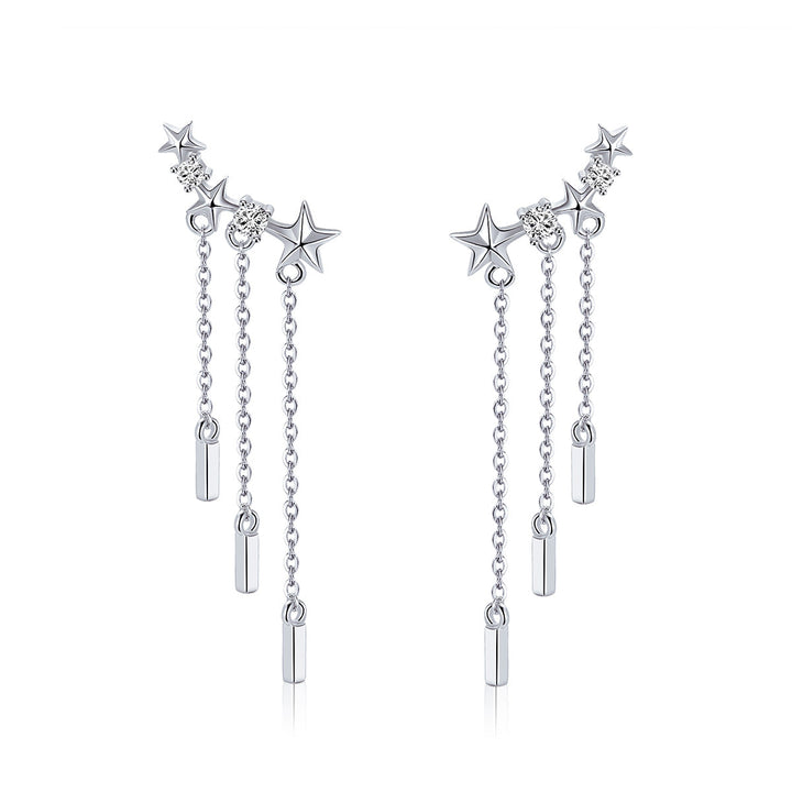 925 Sterling Silver Plated Platinum Pavé Setting CZ Earrings 3.4*0.7cm for Women