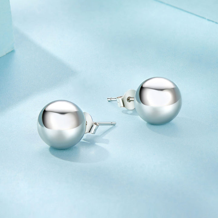925 Sterling Silver Plated White Gold Earrings - 10mm for Women