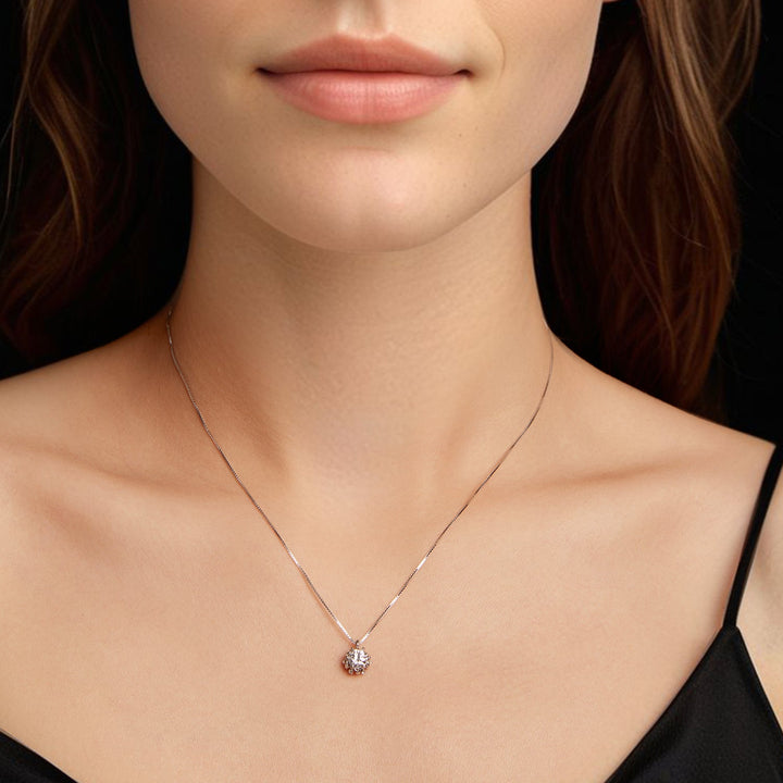 925 Sterling Silver Moissanite &amp; CZ Pavé Necklace - 40+5cm for Women