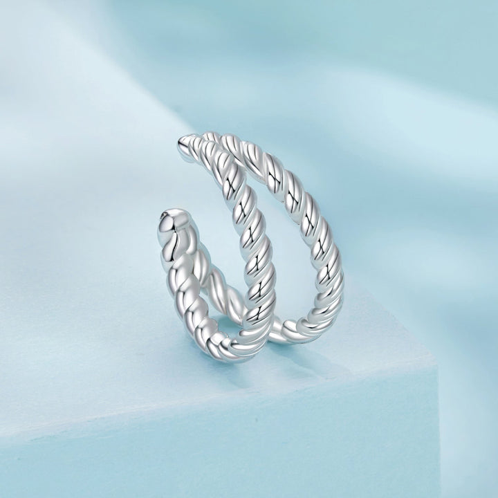 925 Sterling Silver White Gold Plated Hoop Earrings 0.7x1.3cm for Women
