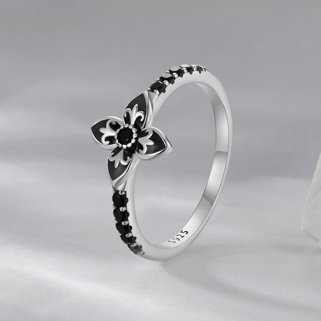 925 Sterling Silver Enamel 0.9x1.0cm Pendant Rings for Women