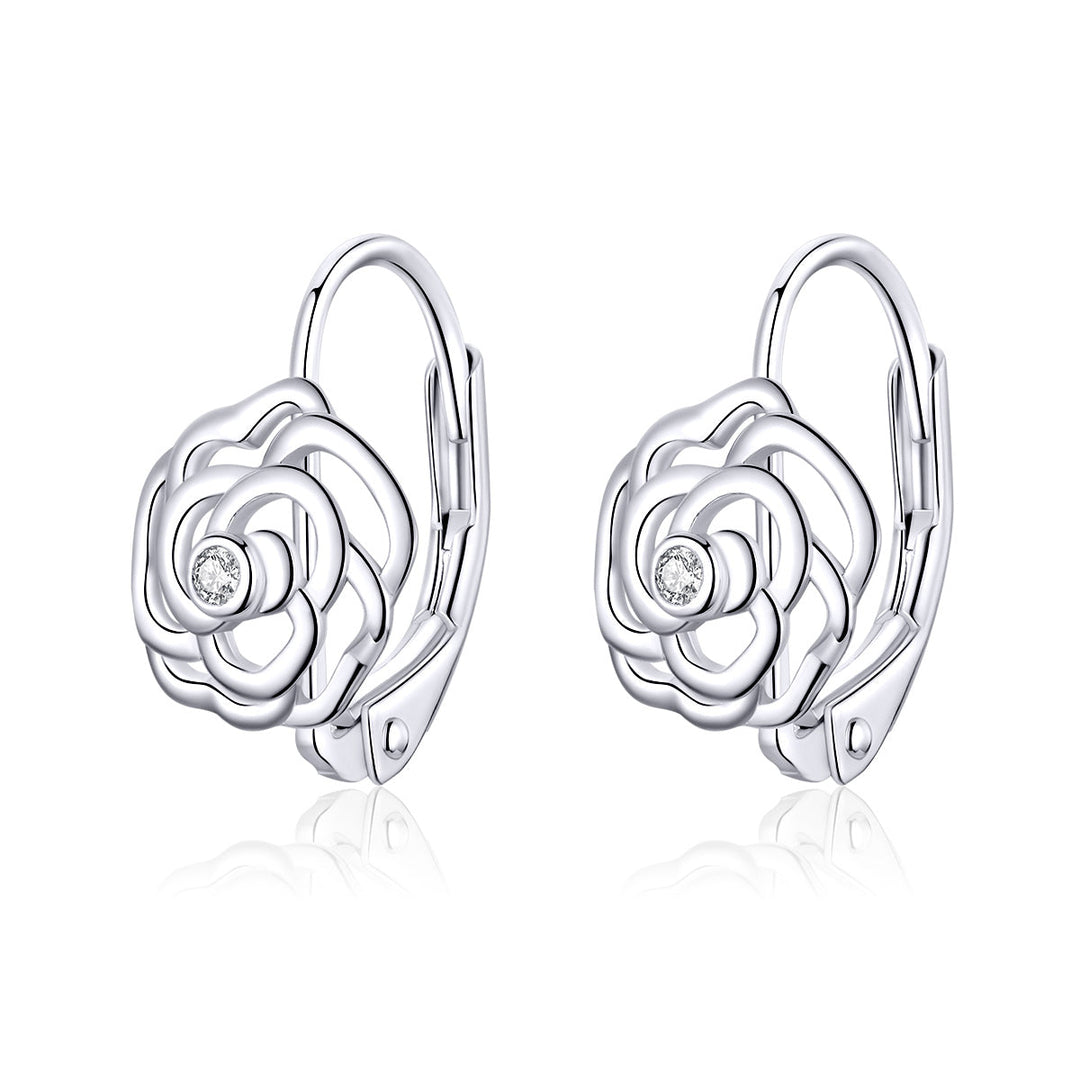 925 Sterling Silver Earrings with Pavé Setting CZ - 1.4x0.9 cm for Women