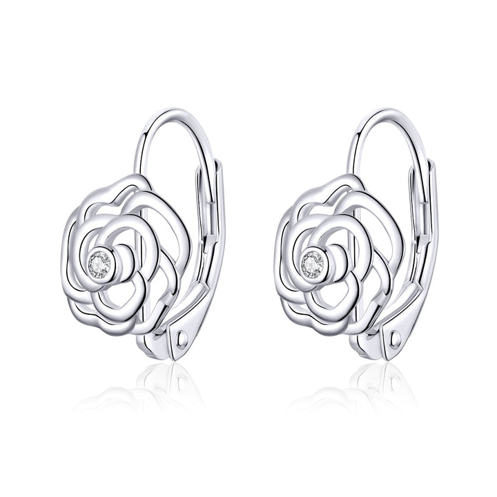 925 Sterling Silver Earrings with Pavé Setting CZ - 1.4x0.9 cm for Women