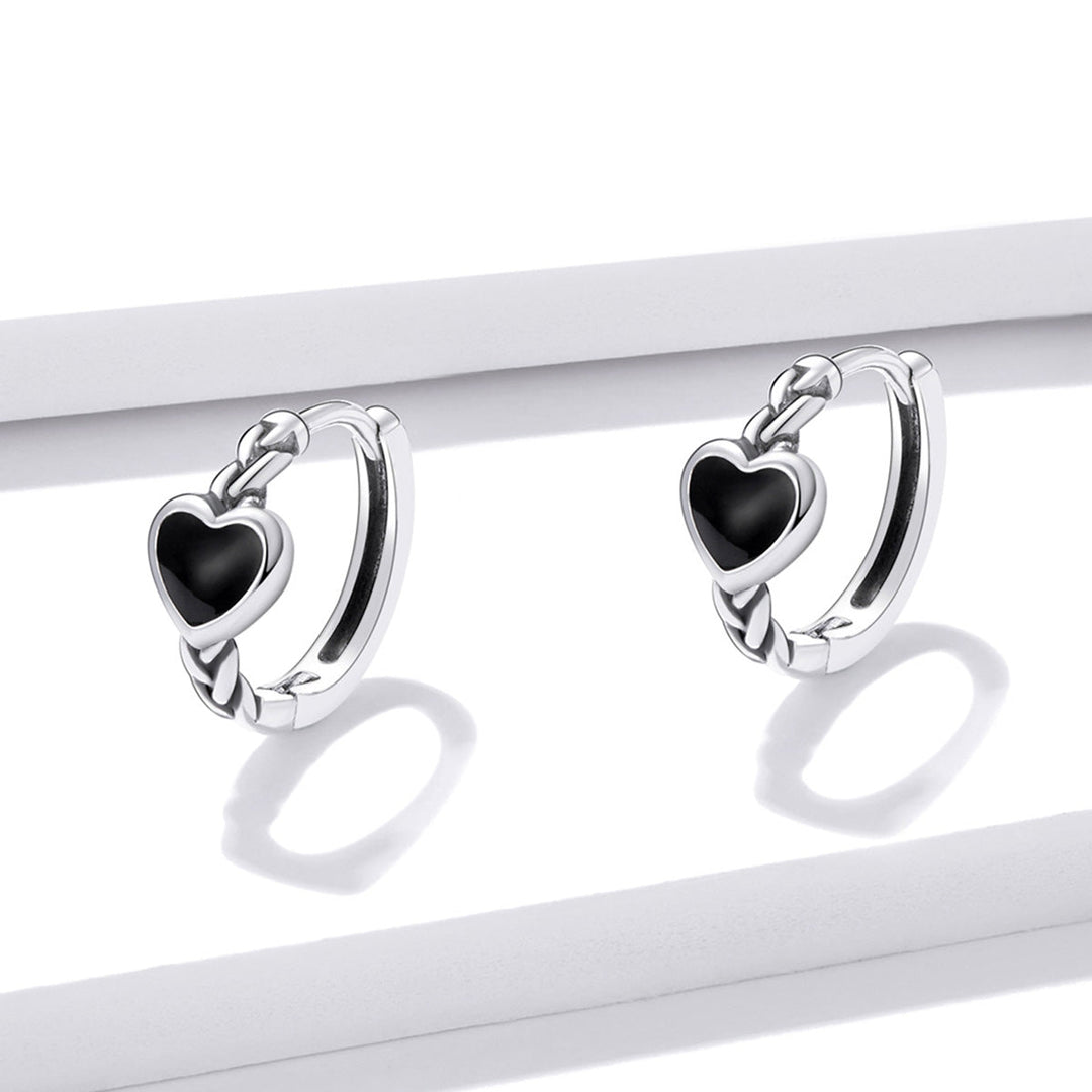 925 Sterling Silver Oxidized Enamel Earrings for Women - 1.2*0.5 cm