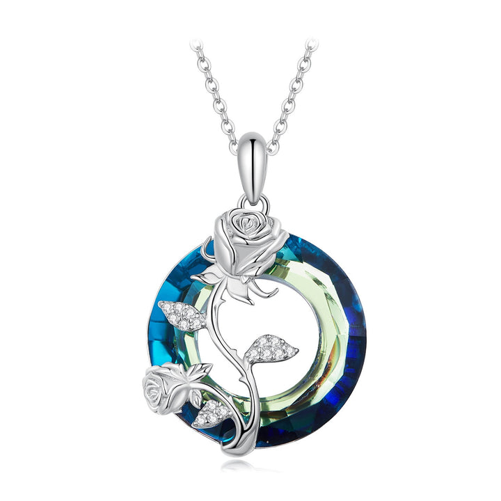 925 Sterling Silver Necklace with Pavé Setting CZ and Transparent Glass, 450mm for Women