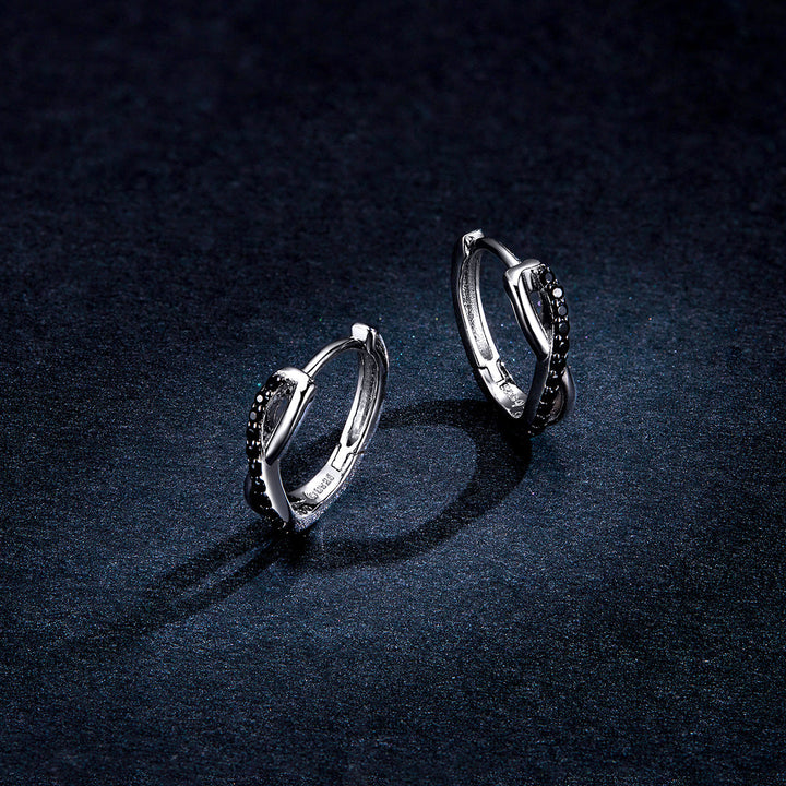 925 Sterling Silver Earrings 1.3*0.4cm with Pavé Setting CZ for Women