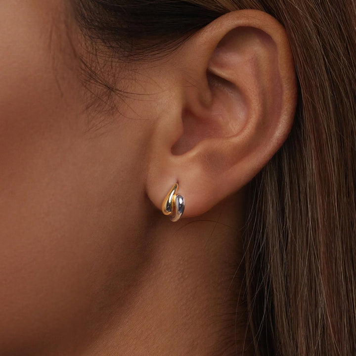925 Sterling Silver &amp; Plated Gold &amp; Plated White Gold Earrings