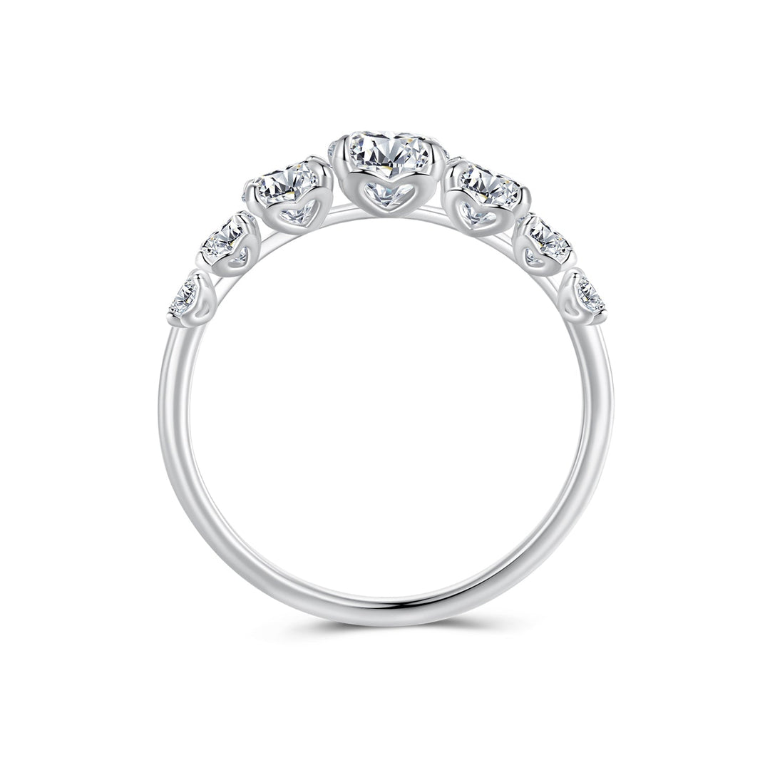 925 Sterling Silver Moissanite Engagement Ring with 5mm, 4mm, 3mm, 2.5mm Stones for Women