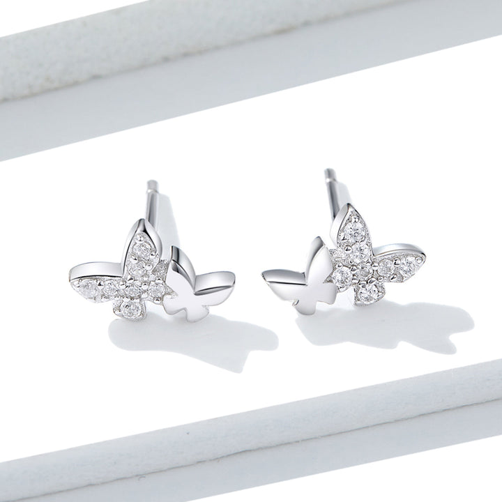 925 Sterling Silver Earrings with Pavé Setting CZ - 0.6*0.9cm