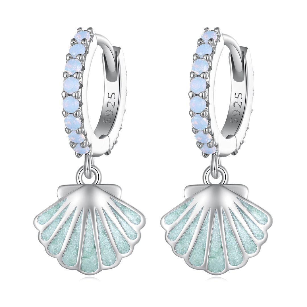 925 Sterling Silver Opal Enamel Earrings - 21x10mm for Women